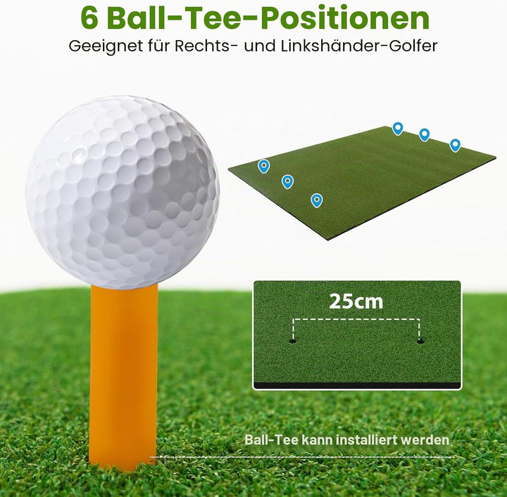 LIFEZEAL Golf Übungsmatte, Abschlagmatte Golf mit 6 Abschlagpositionen, Outdoor Sports Golf Training