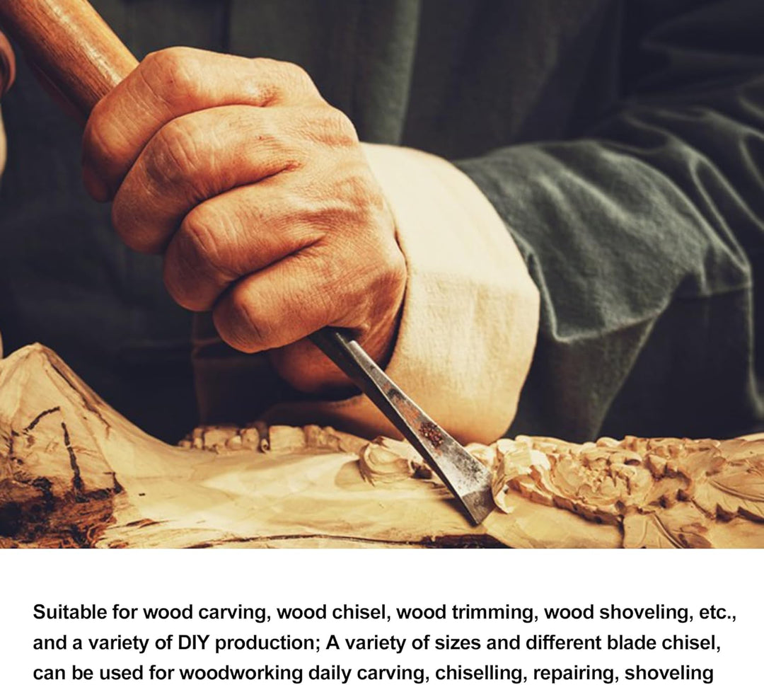 RDEXP 4 Stück Halbrunde Holzbearbeitungsbeitel Drehmeissel Holzgriff DIY Handwerk