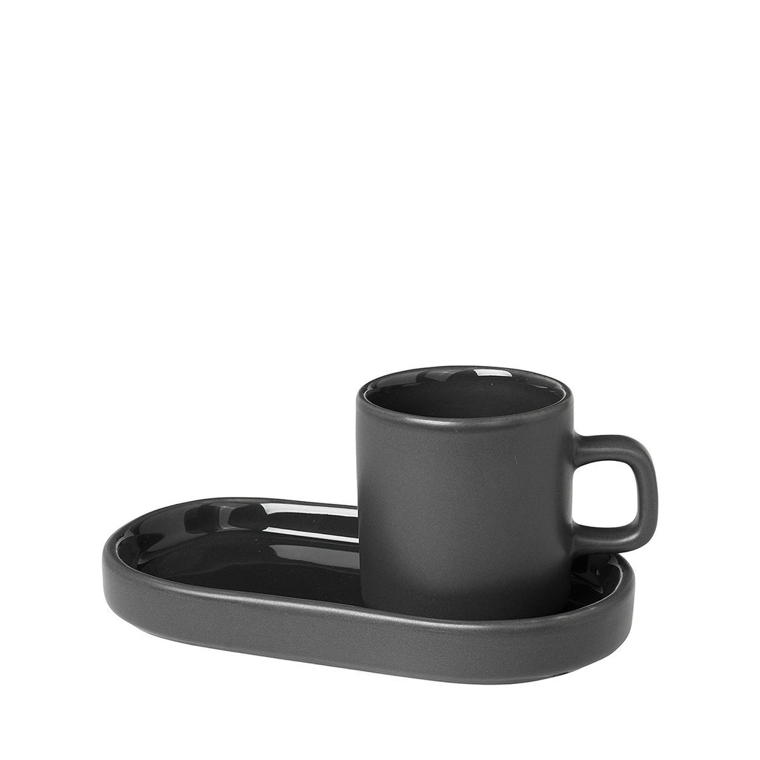 blomus Espressotassen Set PILAR | 2er Set aus Steingut | 50 ml | Farbe Agave Green | 6H x 7,5B x 5T