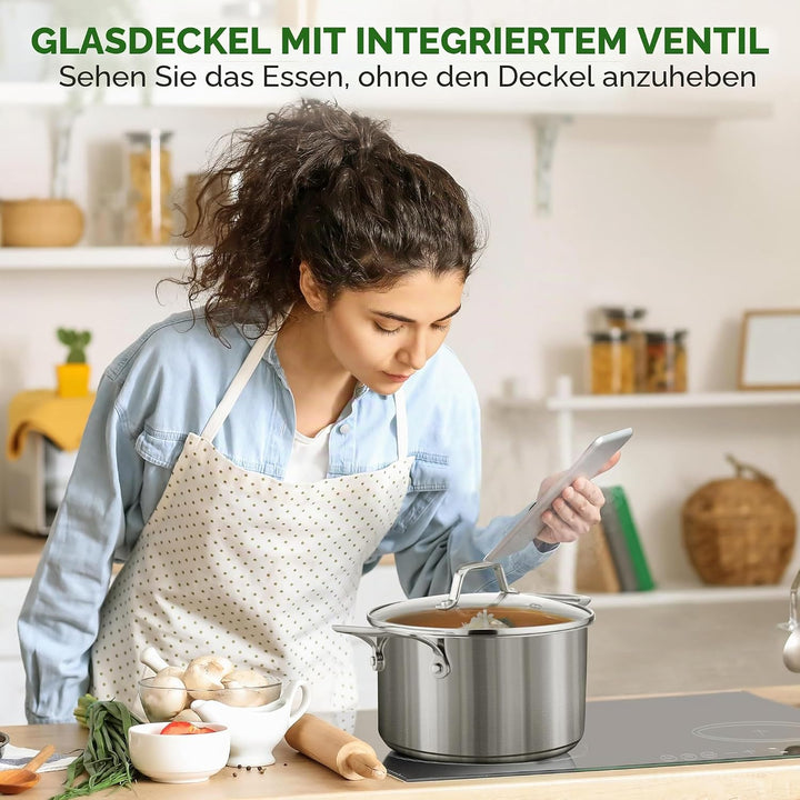 NutriChef Kochtopf Gross, 6L- Ø 35cm, Suppentopf Edelstahl Induktion für Alle Herdarten Geeignet, Ko