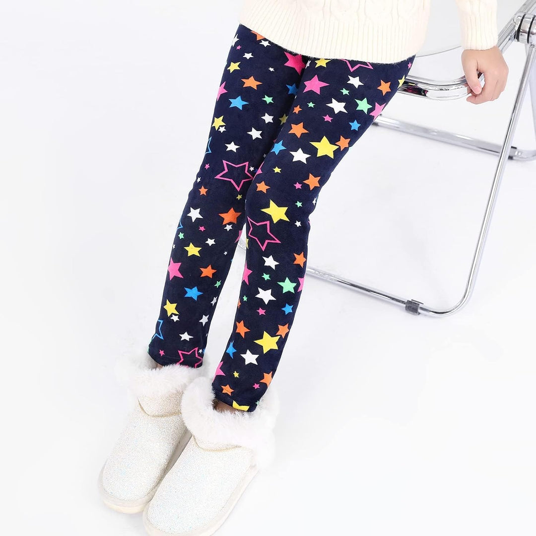 Auranso Thermo Leggings Mädchen Kinder Gefütterte Thermoleggings Winter Warme,2er-Pack 110-116 Bunte