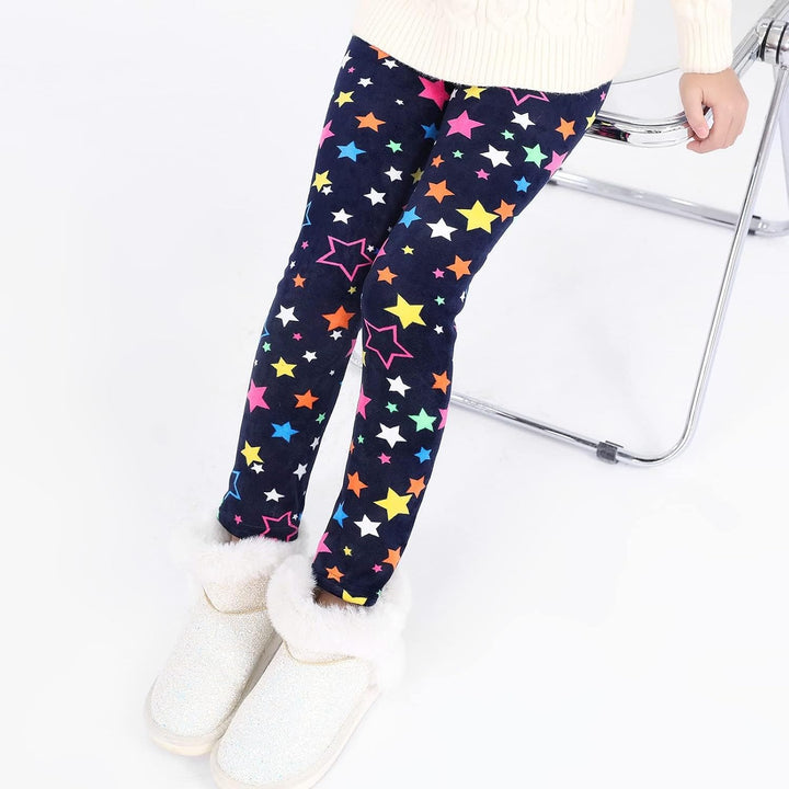 Auranso Thermo Leggings Mädchen Kinder Gefütterte Thermoleggings Winter Warme,2er-Pack 110-116 Bunte
