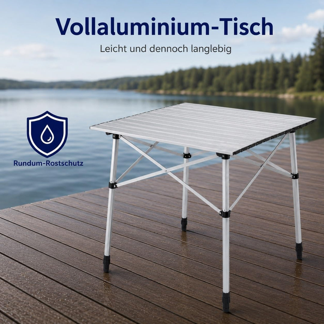 High Peak Campingtisch klappbar, 70x70x70cm Aluminium Picknicktisch Outdoor, 70x70x70cm