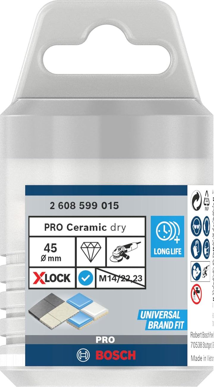 Bosch Professional 1x Diamanttrockenbohrer Best (für Keramik, X-LOCK, Dry Speed, Ø 45 mm, Arbeitslän
