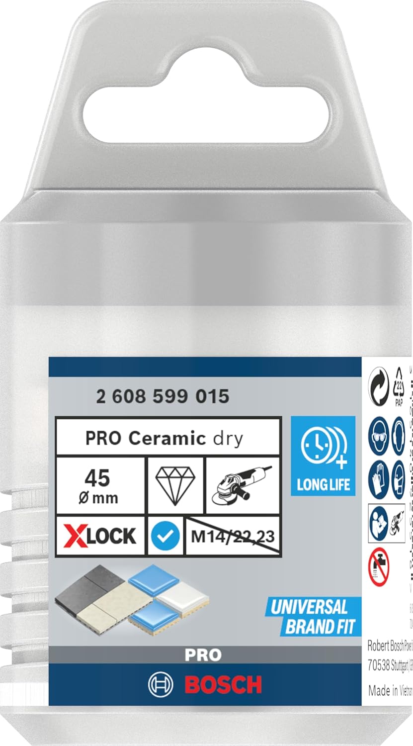 Bosch Professional 1x Diamanttrockenbohrer Best (für Keramik, X-LOCK, Dry Speed, Ø 45 mm, Arbeitslän