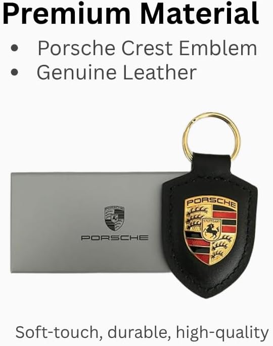 ORIGINAL Porsche Schlüsselanhänger SCHWARZ Leder mit Wappen WAP0500900E, Schwarz