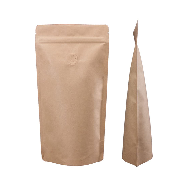 Lacers Standbodenbeutel Kraftpapier in versch. Farben, High Barrier mit Ventil, Klimaneutral, Nachha