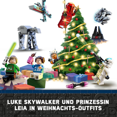 LEGO Star Wars Adventskalender 2024, 18 Mini-Modelle und 6 Charaktere zum Sammeln, Vorweihnachtsgesc