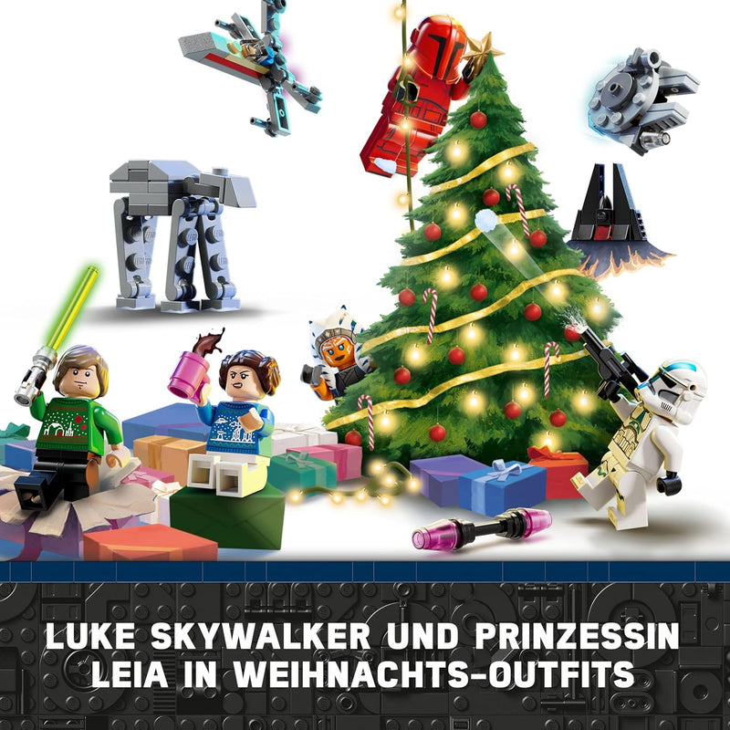 LEGO Star Wars Adventskalender 2024, 18 Mini-Modelle und 6 Charaktere zum Sammeln, Vorweihnachtsgesc
