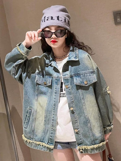 Rolanko Jeansjacke für Mädchen, Basic Trucker Jacke aus Denim Outwear Button Down Jeans Hemden, Hell