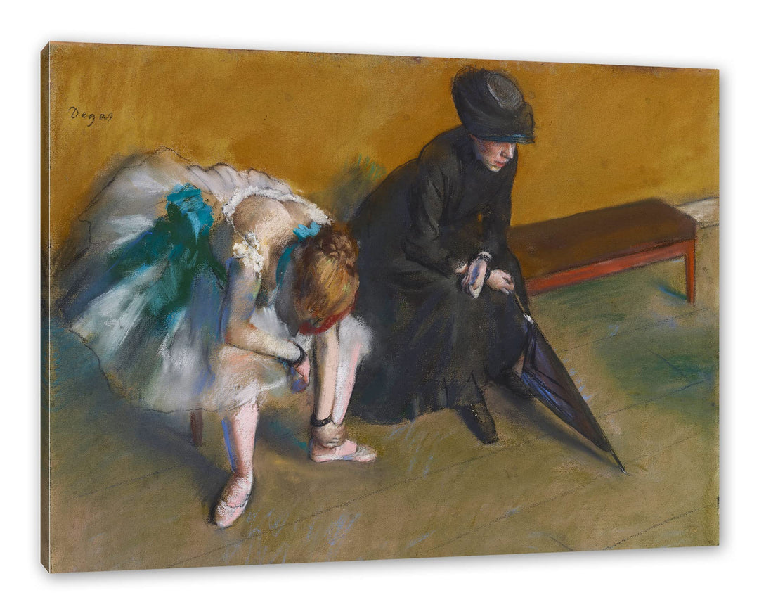 Edgar Degas - Warten als Leinwandbild / Grösse: 100x70 cm / Wandbild / Kunstdruck / fertig bespannt,