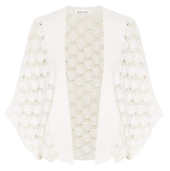 GRACE KARIN Damen Strickjacke Cardigan S Weiss, S Weiß