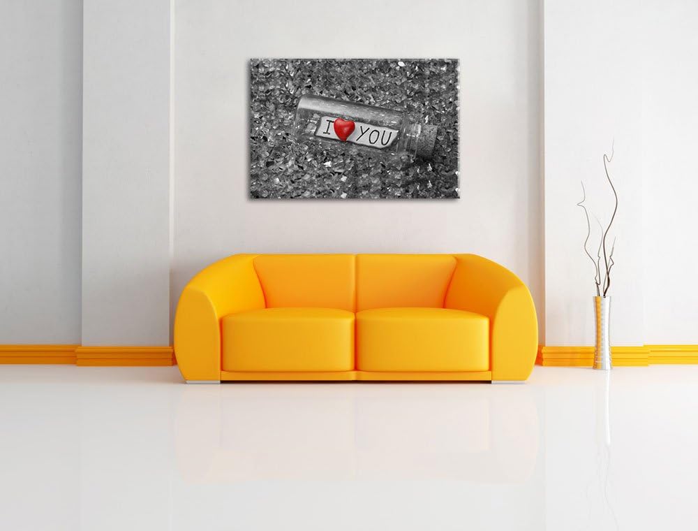 Pixxprint romantische Flaschenpost auf Leinwand, XXL riesige Bilder fertig gerahmt mit Keilrahmen, K