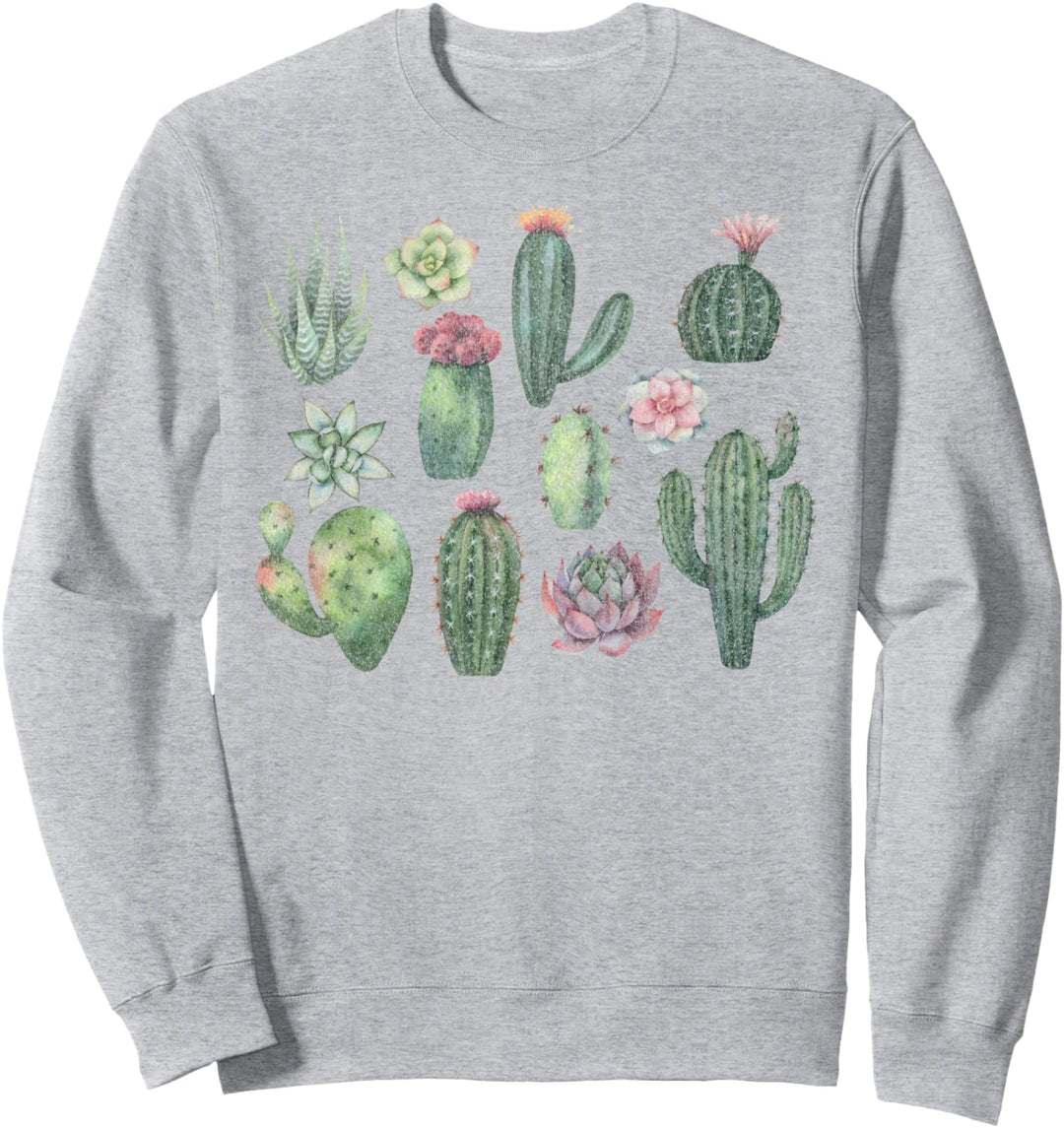 Trendy Watercolor Succulents Grid Sweatshirt