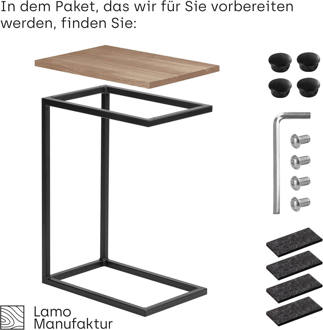 LAMO Manufaktur Beistelltisch | Laptoptisch | Sofatisch | mobiler Kaffeetisch | Nachttisch | 45x30x6
