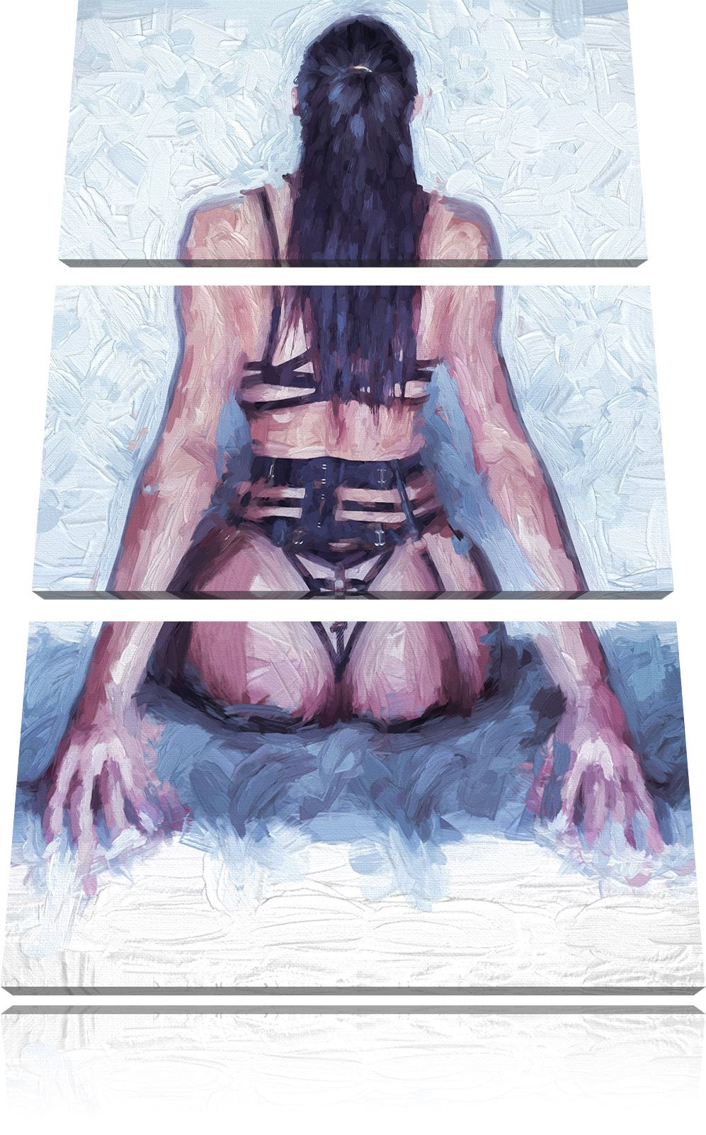 Pixxprint Brünette Frau in sexy Dessous als Leinwandbild/Grösse: 3 Teilig (120x80 cm) cm/Wandbild/Ku
