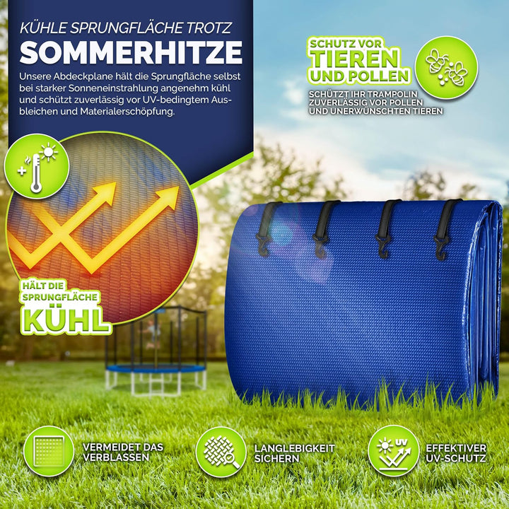 KIDUKU® Trampolin Abdeckung 244-427 cm | Outdoor Regenabdeckung Winterfest | Wetterschutzplane wette