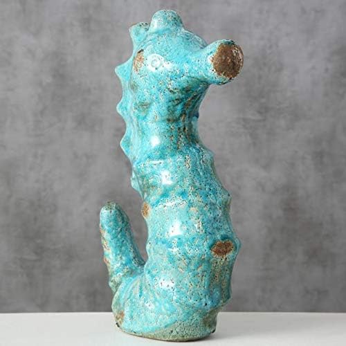 Seepferdchenfigur, Gartenfigur Seepferdchen Fina in türkis, ca. 23 cm x 11 cm x 35 cm