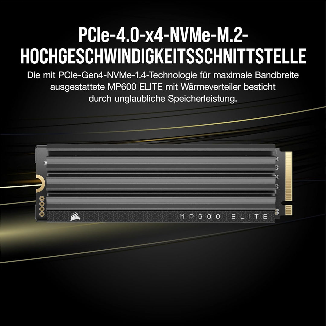 Corsair MP600 Elite 4TB M.2 PCIe Gen4 x4 NVMe SSD mit Integriertem Kühlkörper – M.2 2280 – Bis zu 7.