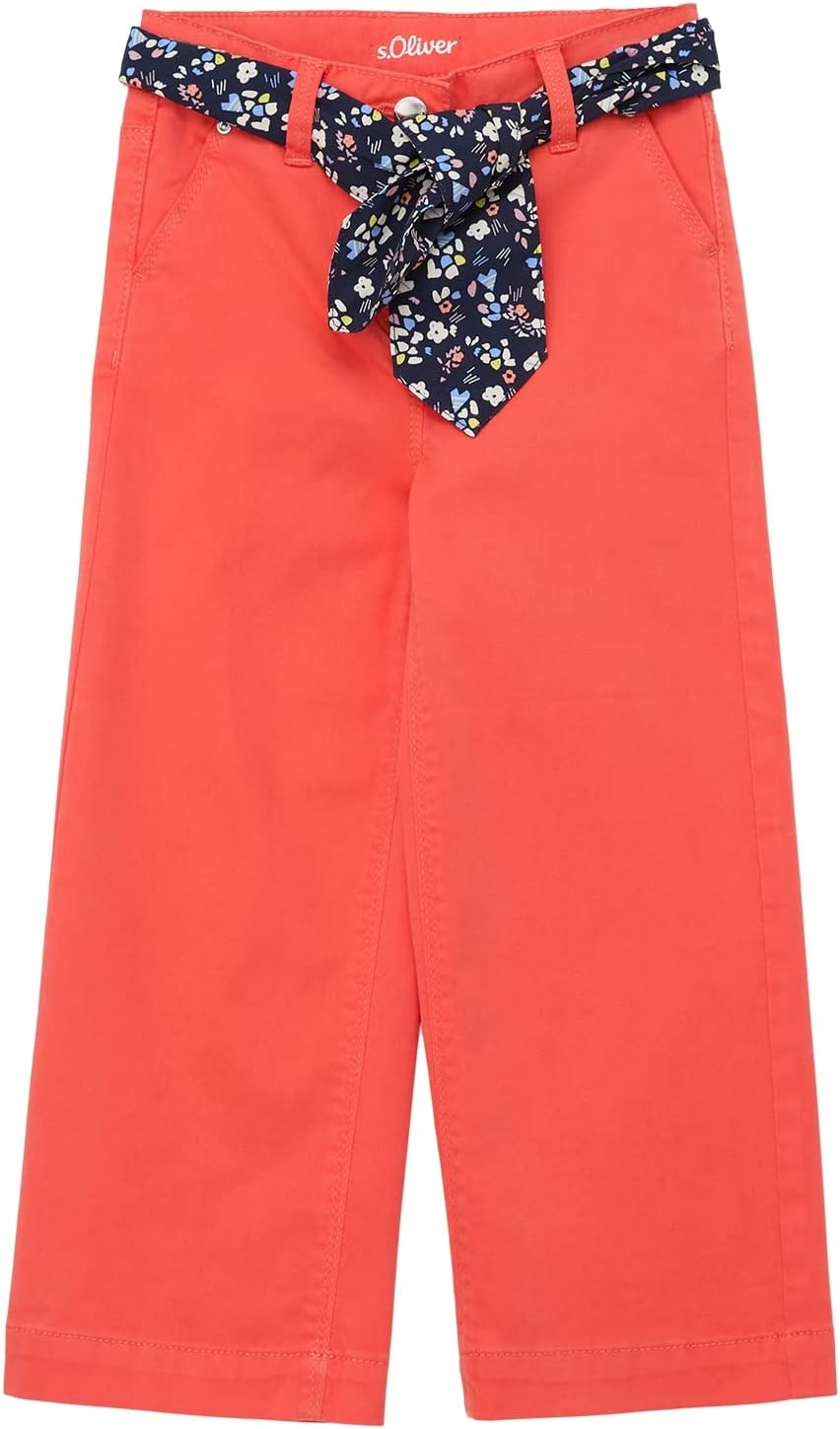 s.Oliver Mädchen Hose mit Gürtel, Wide Leg 104 Orange, 104 Orange