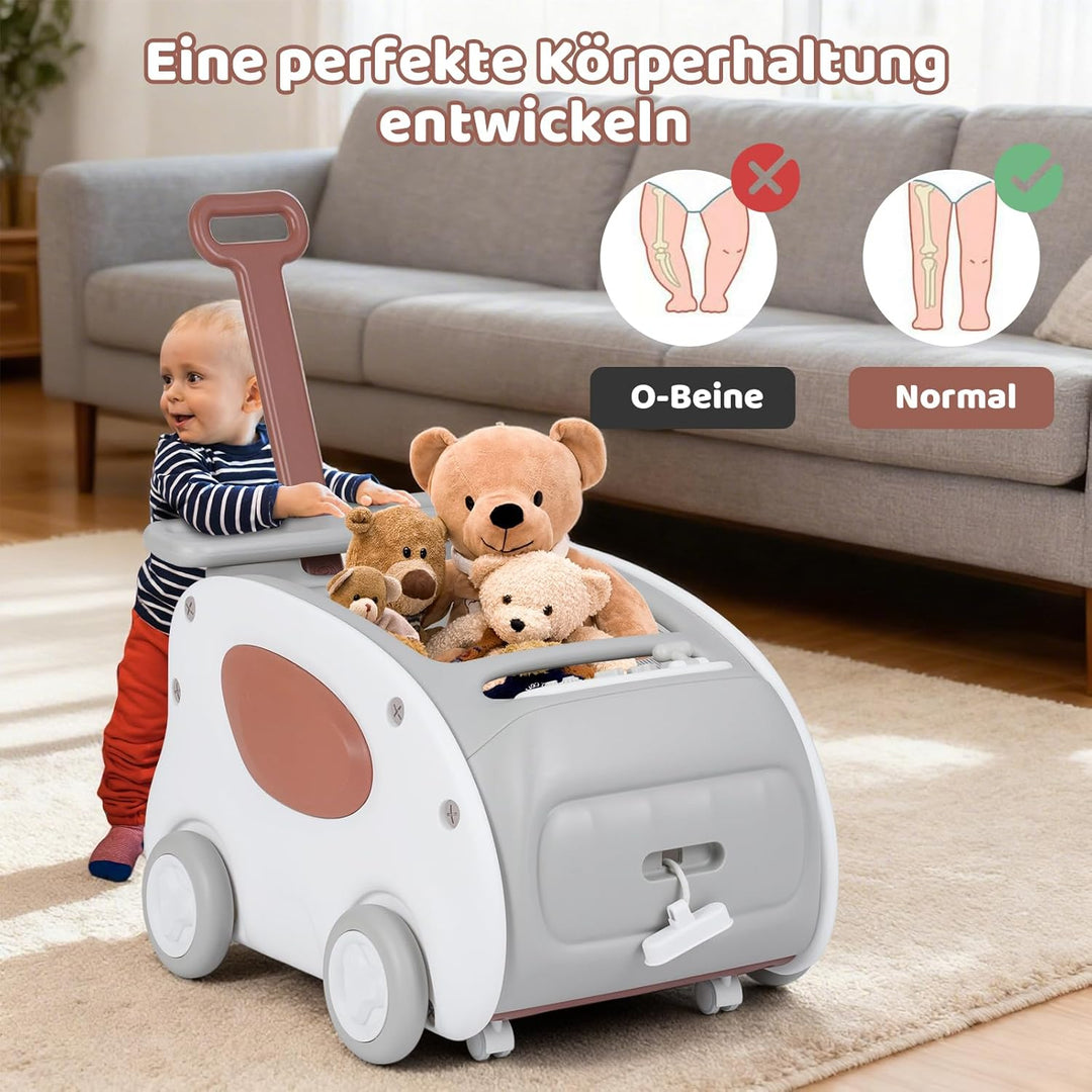COSTWAY Baby Lauflernwagen, 2-in-1 Lauflernhilfe mit Rädern, klappbarer Sitz & Sicherheitsgurt, baby