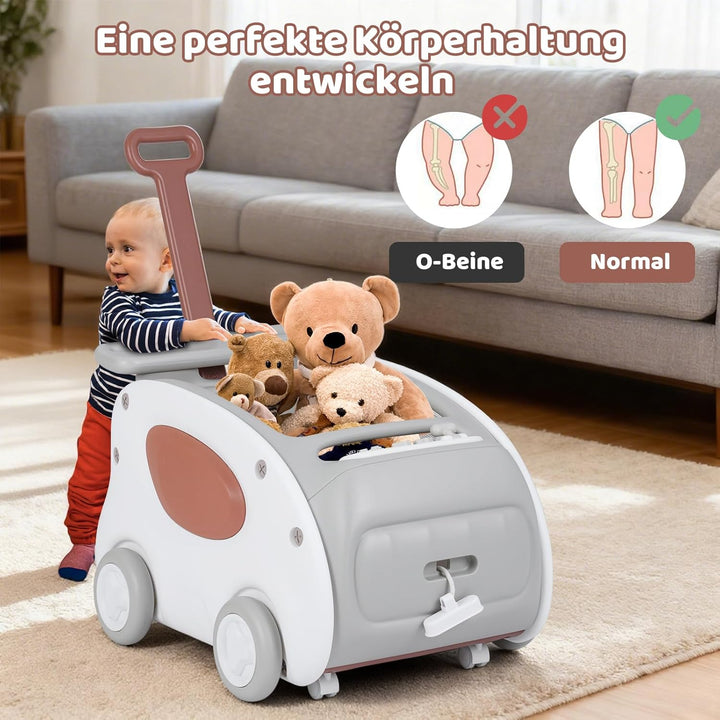 COSTWAY Baby Lauflernwagen, 2-in-1 Lauflernhilfe mit Rädern, klappbarer Sitz & Sicherheitsgurt, baby