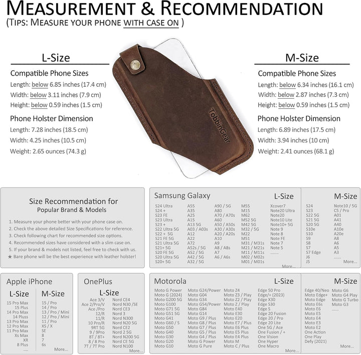 TobbinGear Handy-Holster aus Leder mit Gürtelclip, Gürteltasche aus Leder, universelle Handytasche a
