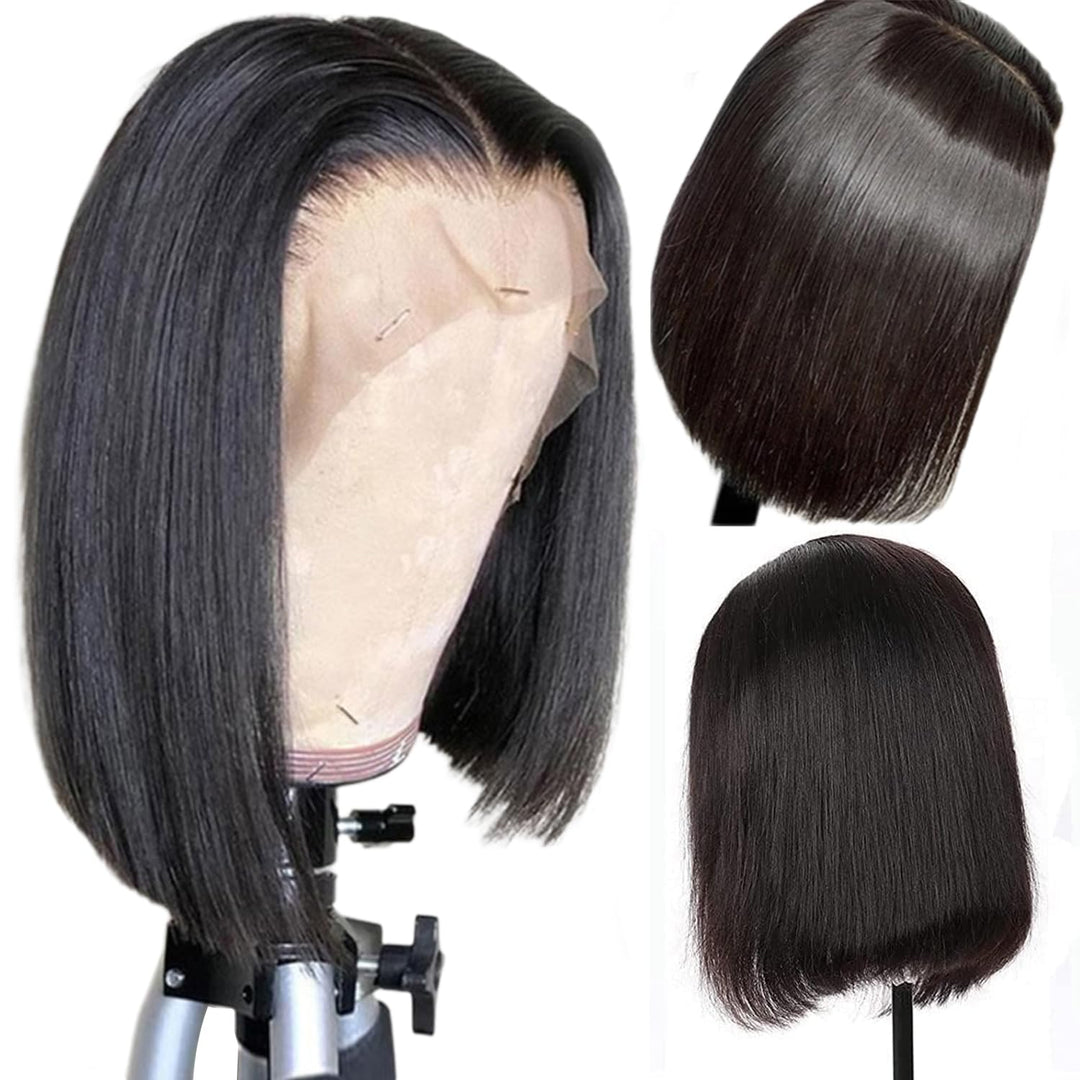 Perücke für Damen, natürlich, 13 x 4 cm, Bob mit Spitzenfront, brasilianisches Echthaar, natürliche