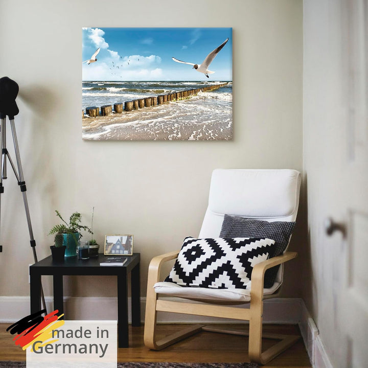 Artland Leinwandbild Wandbild Bild auf Leinwand 80x60 cm Wanddeko Strand Meer Maritim Landschaft See