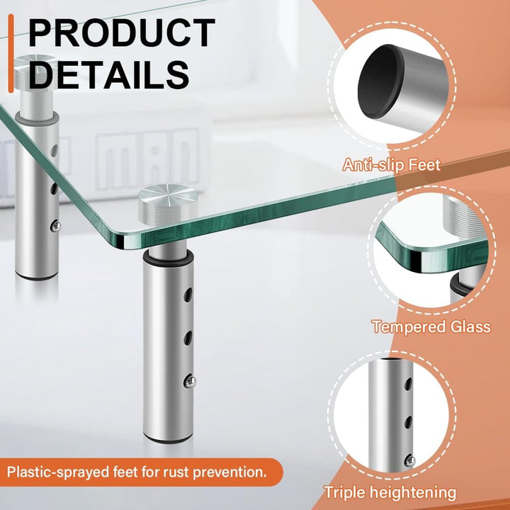 KKTONER GLAS Monitor Stand mit höhenverstellbar für Home Office PC Laptop Computer Bildschirm Riser