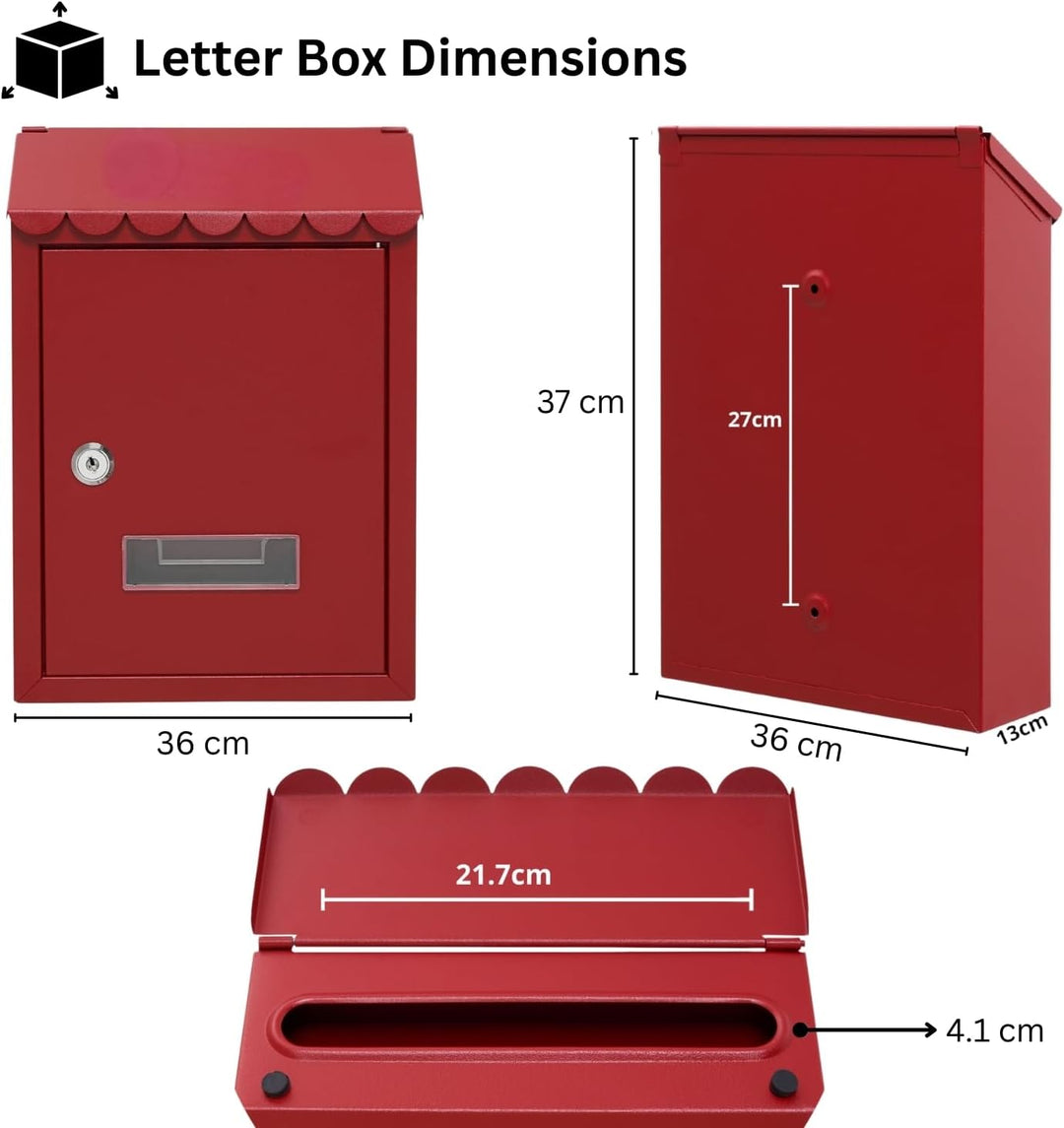 Assorted Collections Wandbriefkasten, verzinkter Stahl, abschliessbarer Briefkasten mit 2 Schlüsseln