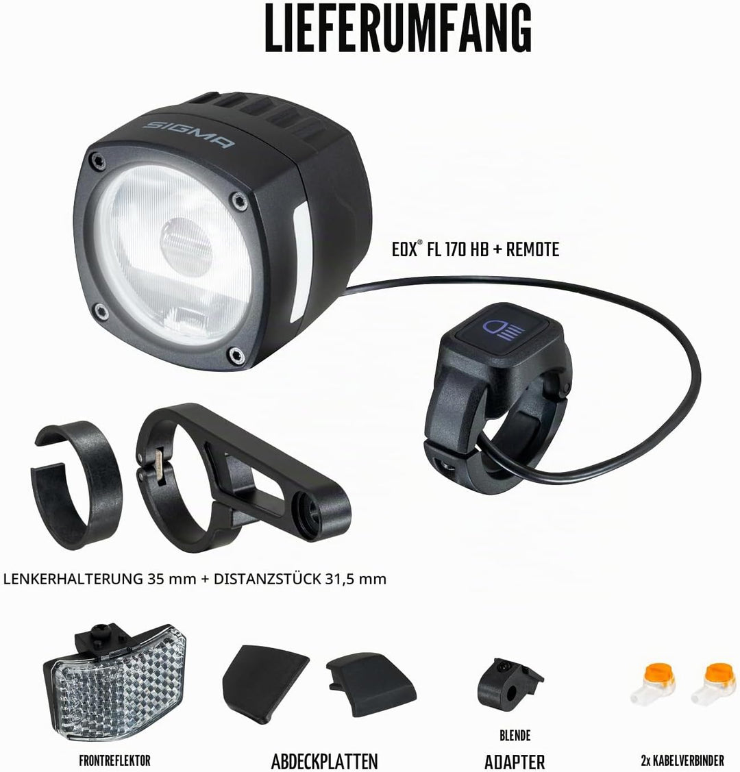 Frontbeleuchtung Sigma Sport Scheinwerfer Sigma EOX FL 170 HB+Remote schwarz