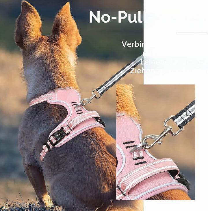 HEELE Hundegeschirr, Zugentlastung, reflektierend, mit gepolstertem Griff, Kontrolle, 2 Metallringe,