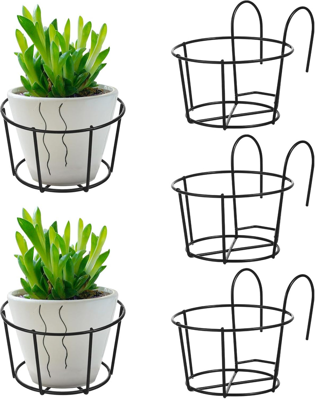 Cabilock 5 STÜCKE Hängende Geländer Pflanzgefässe Blume Topfhalter Pflanze Eisen Racks Zaun Metall T