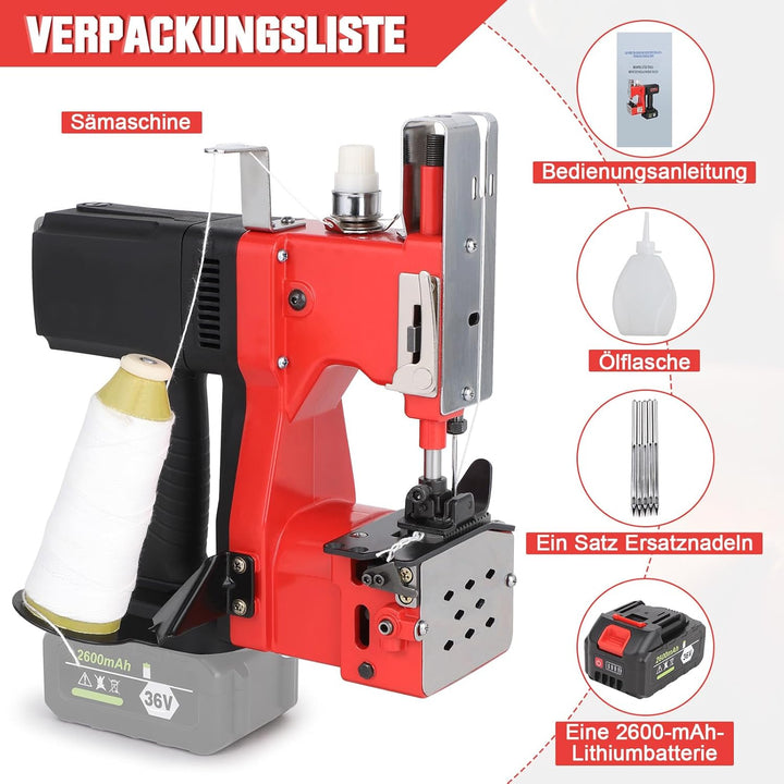 Elektrisch Sacknähmaschine Tragbare mit Akku, 210W Akku Sacknähmaschine, Elektrische Beutelverschlie