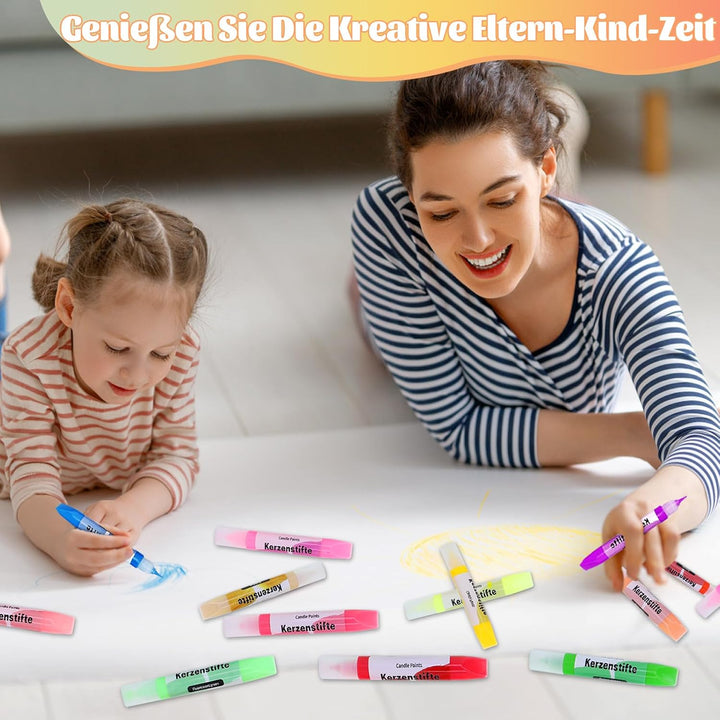 Wachsstifte für Kerzen 24 Stück Kerzen Bemalen Set Leuchtende Kerzenfarben Taufkerze Selber Machen S
