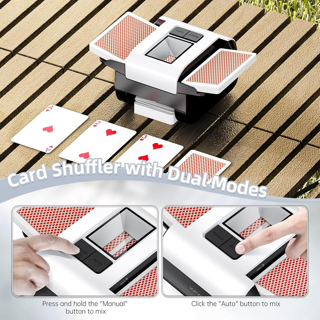 Kartenmischer, 2 Deck, wiederaufladbarer automatischer Kartenmischer mit Dual-Modi, geräuscharmer, t