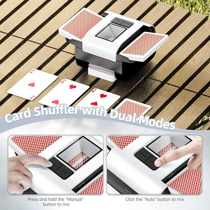 Kartenmischer, 2 Deck, wiederaufladbarer automatischer Kartenmischer mit Dual-Modi, geräuscharmer, t