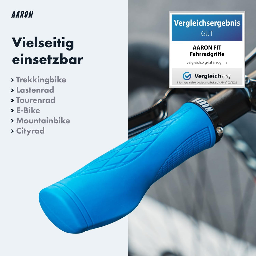 AARON Fit Fahrradgriffe mit dämpfender Auflagefläche - ergonomische Lenkergriffe aus rutschfestem Gu
