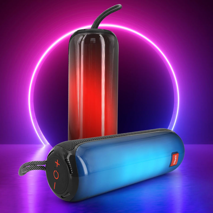 Bluetooth Lautsprecher mit Licht, Tragbarer 20W Musikbox mit 360° HD Stereo Sound, 24 Std. Spielzeit