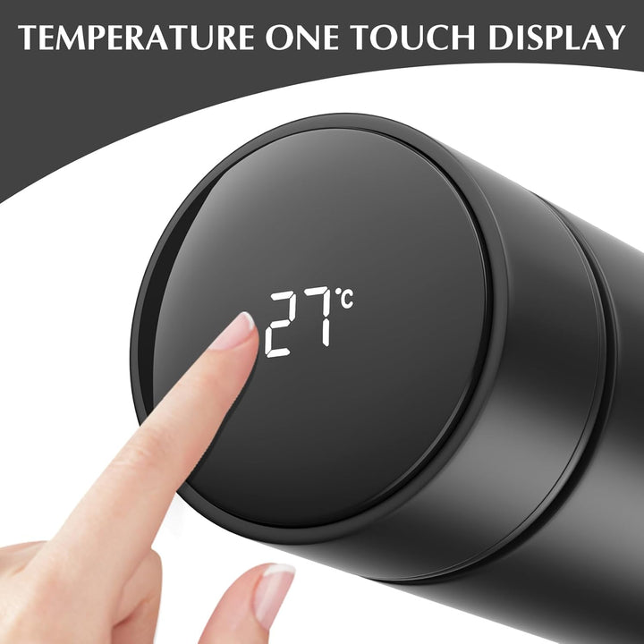 Homealexa 500ml Thermosflasche, Vakuum Isolierbecher Trinkflasche aus 304 Edelstahl, LED-Touchscreen