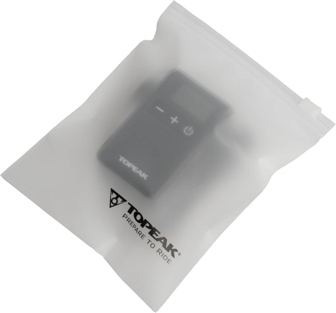 Topeak E Booster Digital Mini Elektrische Fahrradpumpe Schwarz, kompakte Akku Luftpumpe mit Digitala