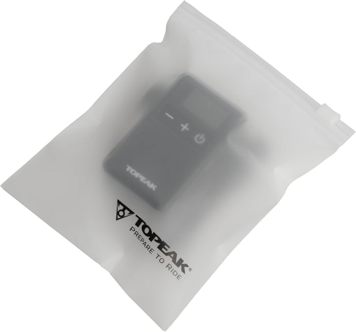 Topeak E Booster Digital Mini Elektrische Fahrradpumpe Schwarz, kompakte Akku Luftpumpe mit Digitala