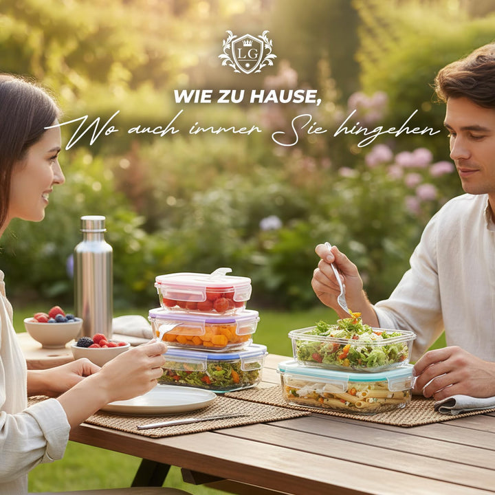 LG Luxury &amp; Grace 4er Packung Glas Frischhaltedosen 1000 ml. Luftdicht und Dampfloch. Geeignet für M