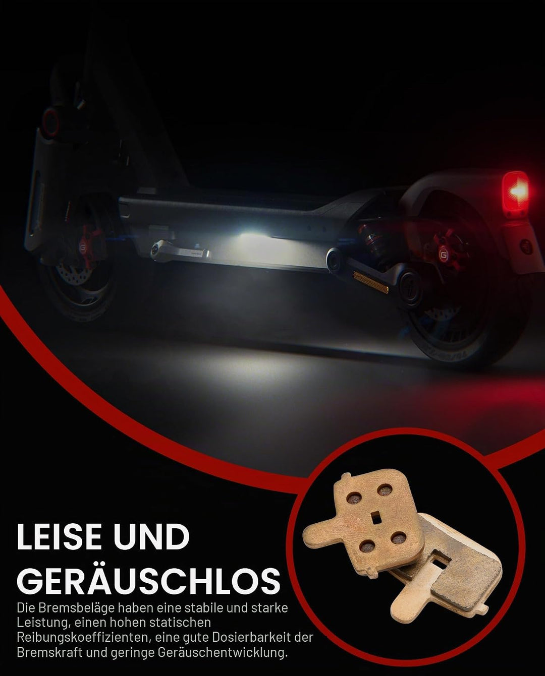 2 Paar geräuscharme Bremsbeläge, 4 mm, kompatibel mit Segway Ninebot Max G3 KickScooter, Scheibenbre