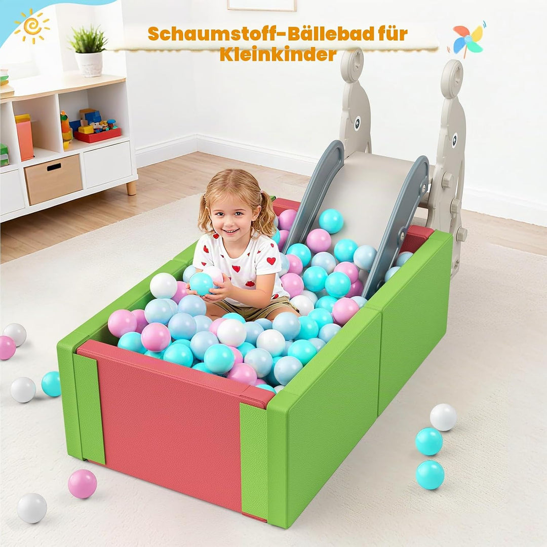 Schaumstoff Ballgrube, Weicher Spielbereich für Kleinkinder, Kombinierbar mit Kletterblöcken, Grün-R