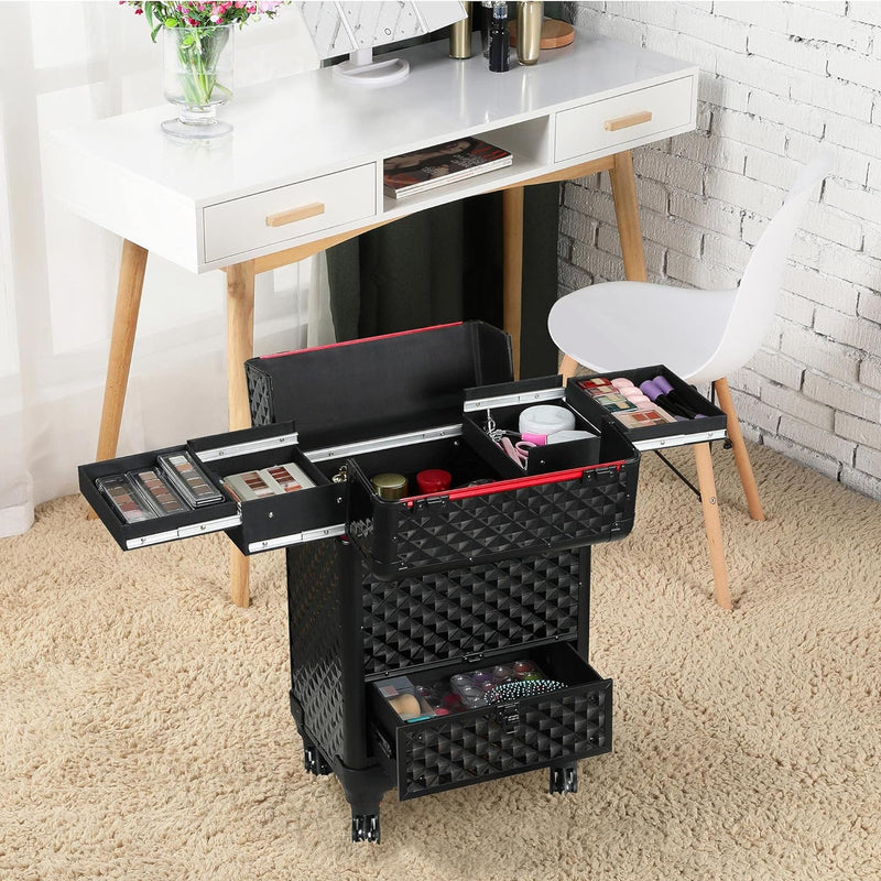 Yaheetech Alu Kosmetikkoffer Friseurkoffer Trolley Schminkoffer Beauty Case 34,3 x 24,2 x 55,5 cm sc