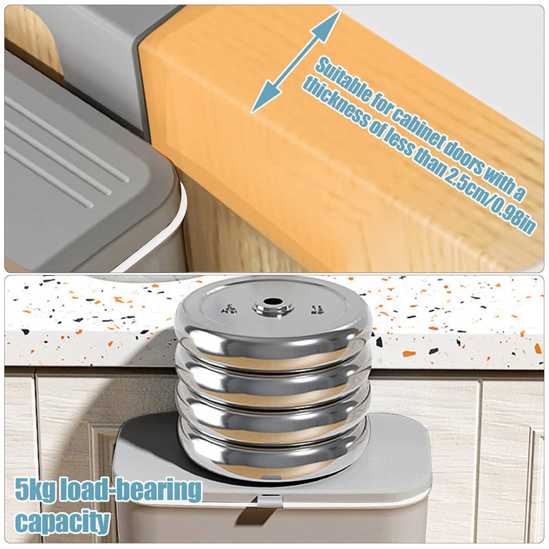 Mülleimer Hängend mit Deckel, 9L Komposteimer für Küche mit Häkchen, Biomülleimer Küche für Büro Bad