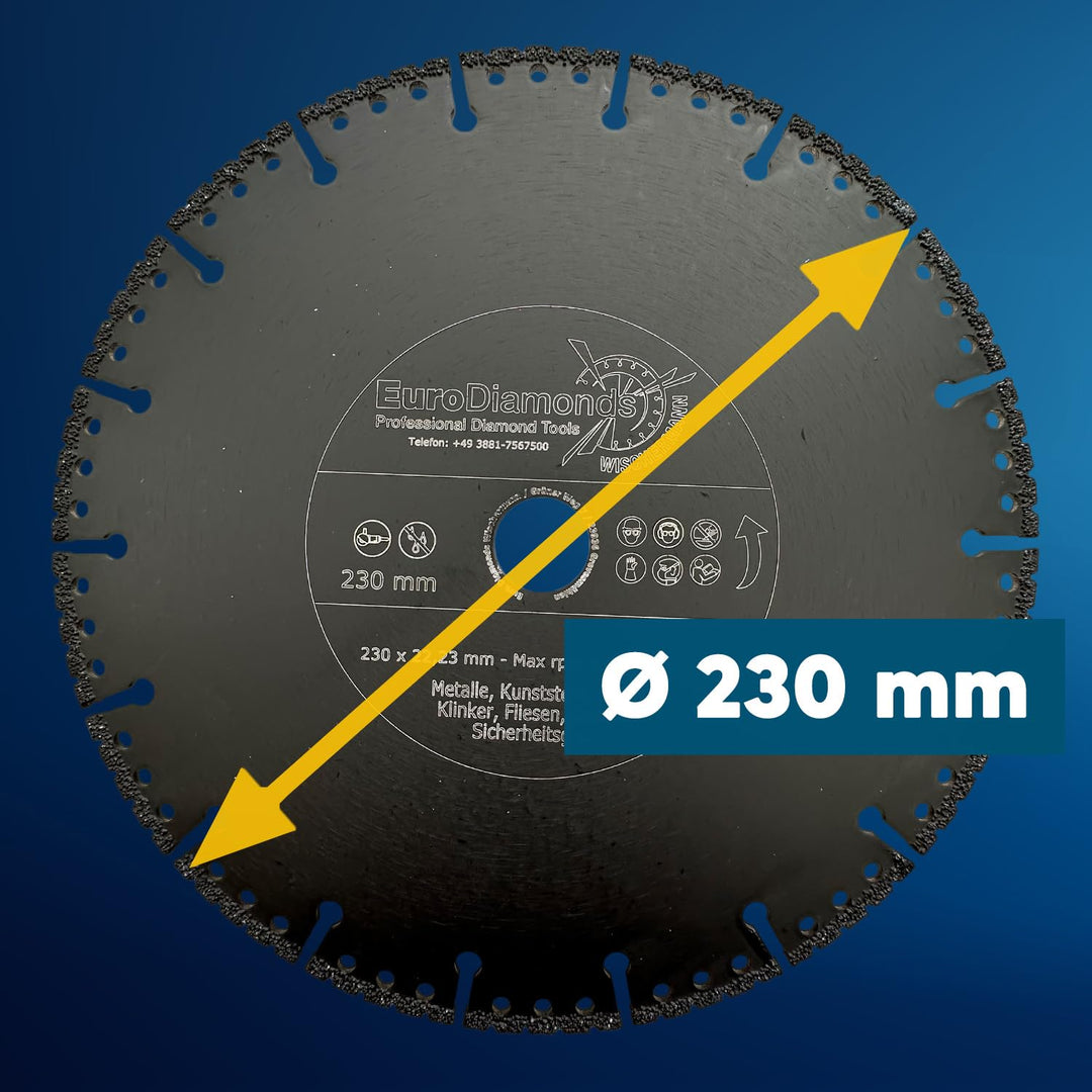 EDW Profi Diamant-Trennscheibe Allesschneider Ø 230 mm, zum Schneiden von Kunststoff, Holz, Metall,