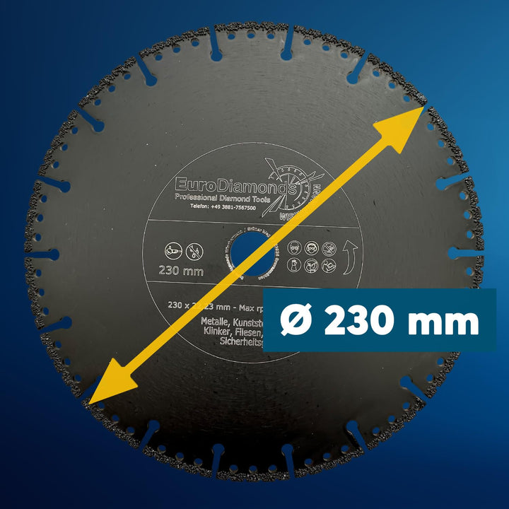 EDW Profi Diamant-Trennscheibe Allesschneider Ø 230 mm, zum Schneiden von Kunststoff, Holz, Metall,